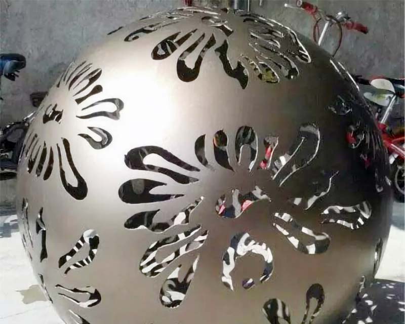 Abstract Pattern Laser Cut into Stainless Steel Sphere