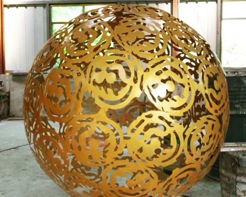 Gold Steel Sphere w/ Full Laser Cut Pattern