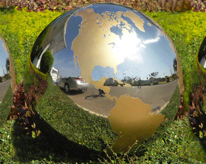 Stainless Steel Sphere with Gold Continents