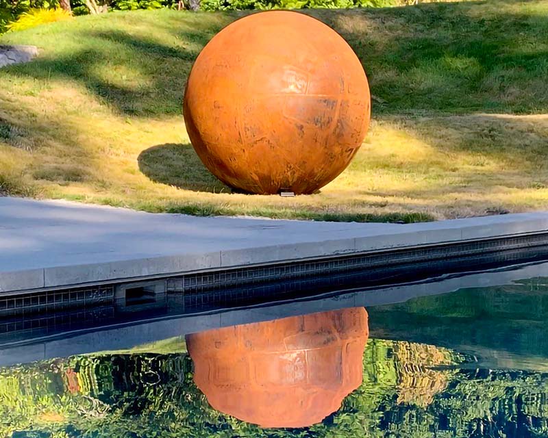 5 Foot Steel Sphere Sculpture w/ Natural Rust Finish