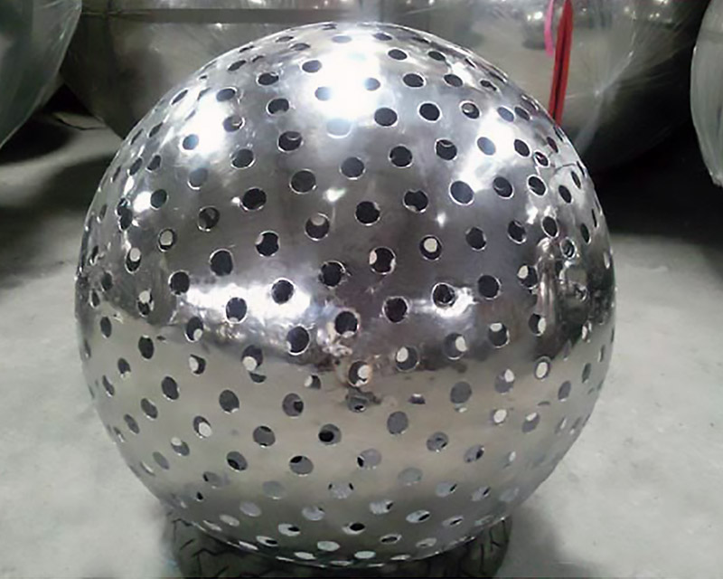 Polished Steel Sphere Hole Cut Pattern