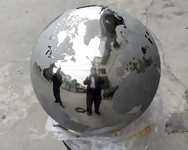 Sandblasted Continents on Mirror Polished Metal Sphere