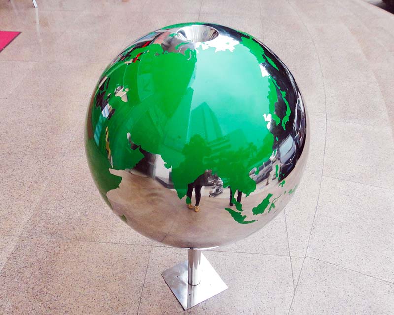 Stainless Steel Sphere w/ Etched World Map